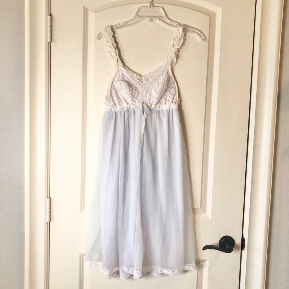 Delicate Lace & Sheer Slip Nightgown - White